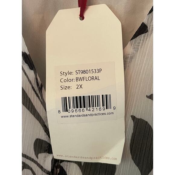 NWT Standards & Practices Floral Blouse - White/Black - 2X - Picture 4 of 8